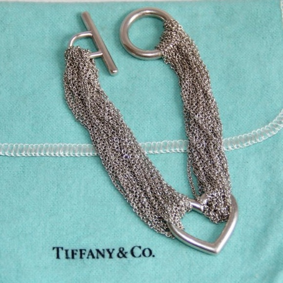 Authentic Tiffany bracelet sterling silver multi chain heart bracelet. - Picture 2 of 4